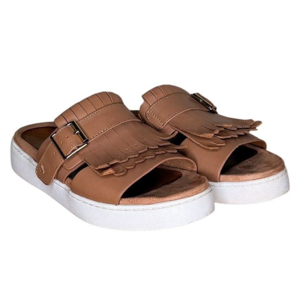 Vionic Leather Sandals Size 6.5 Tan Splendid Fillmore Kilte Slides Ortho Neutral